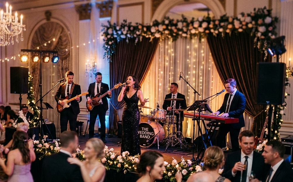 Hochzeitsband spielt Livemusik auf einer Hochzeit